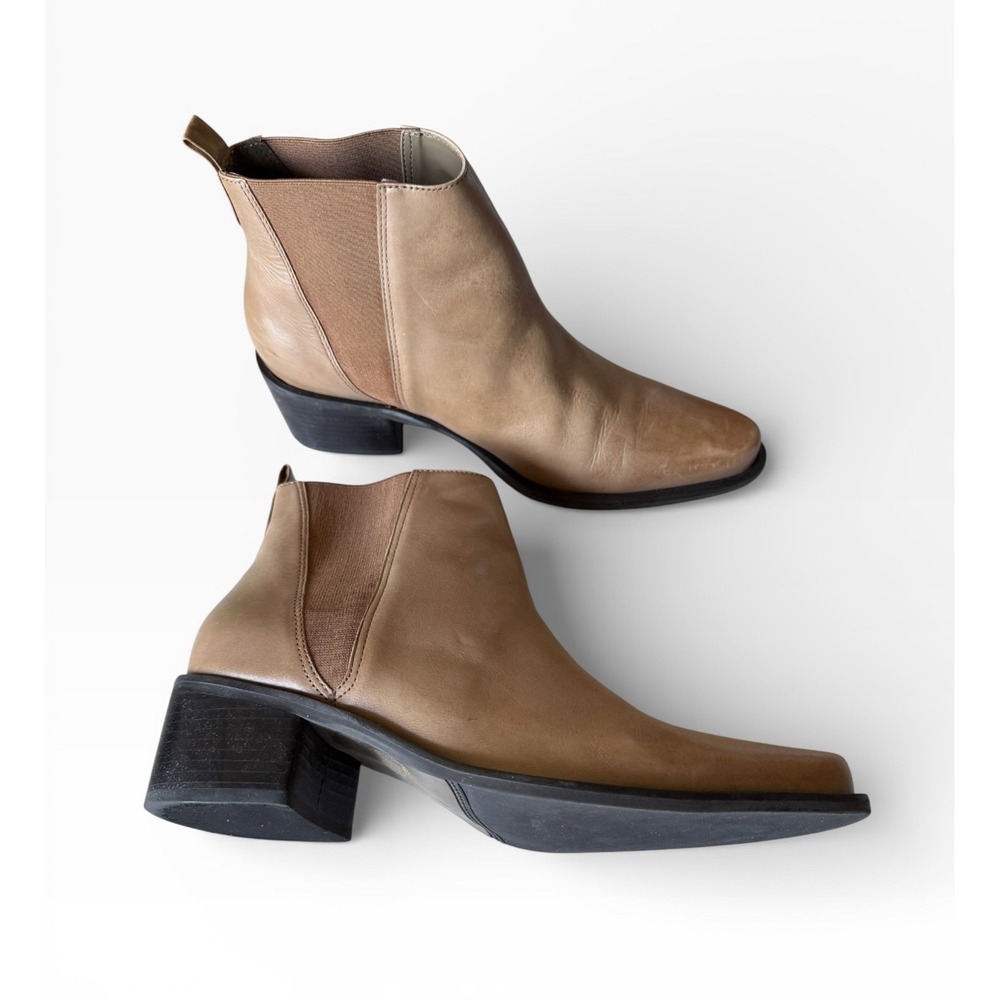 NICOLE Leather "Lake" Boots 2" Heel Women's US 7.5M Made In Brazil Original Box - Picture 4 of 13